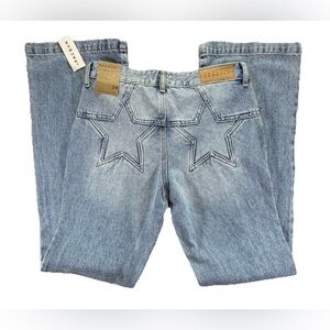 Pac Sun Low Rise Boot Cut Jeans NEW NWT Women's 24 Stars Y2K Light Wash Coquette